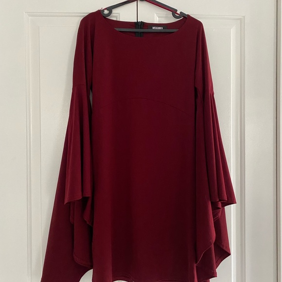 Misguided Maroon Red Flowy Sleeve Dress - Picture 3 of 5
